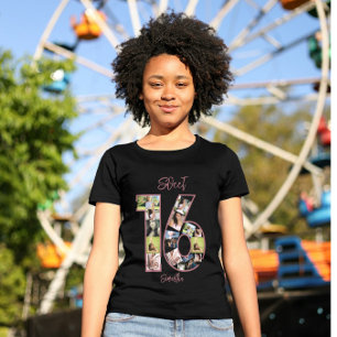 Anpassningsbar Birthday Rosa Girly Sweet 16 Photo  T Shirt