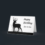 Anpassningsbar Birthday Son Vintage Stag, Hjort Kort<br><div class="desc">Grattis på födelsedagen Son-in-Law Vintage Stag,  Hjort Animal,  Wildlife,  Nature Customize eller personalize this card with your own verse or remove the internal one.</div>