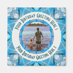 Anpassningsbar Birthday Star Blue Grått Photo Häls Magnet