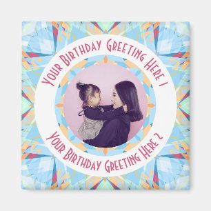 Anpassningsbar Birthday Star Blue Red Photo Hälsni Magnet