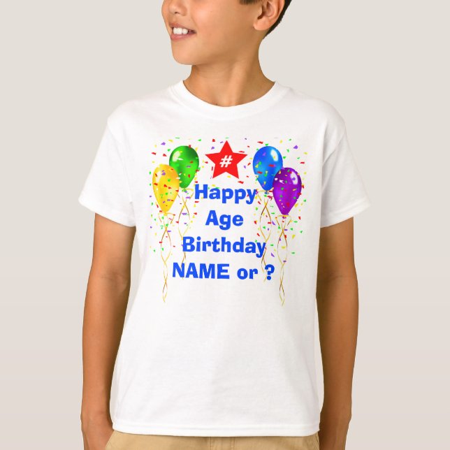 Anpassningsbar Birthday T-Shirts for Boys, Girls,  (Framsida)