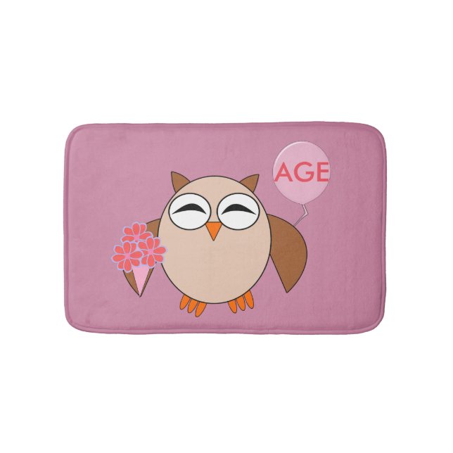 Anpassningsbar Birthday Uggla Bath Mat Badrumsmatta (Framsidan)