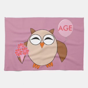 Anpassningsbar Birthday Uggla Towel Kökshandduk