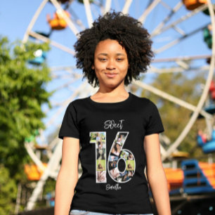Anpassningsbar Birthday White Girly Sweet 16 Photo T Shirt