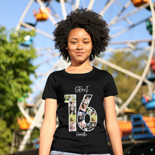 Anpassningsbar Birthday White Girly Sweet 16 Photo T Shirt (Skapare uppladdad)