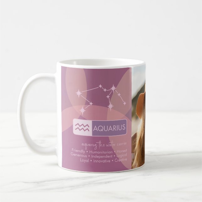 Anpassningsbar Birthday - Zodiac Aquarius - Namn P Kaffemugg (Vänster)