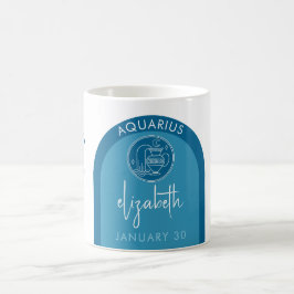 Anpassningsbar Birthday - Zodiac Aquarius - Namn P Kaffemugg