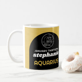 Anpassningsbar Birthday - Zodiac Aquarius - Namn P Kaffemugg
