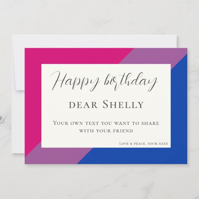 Anpassningsbar bisexuell flagga födelsedag grattis julkort (Framsida)