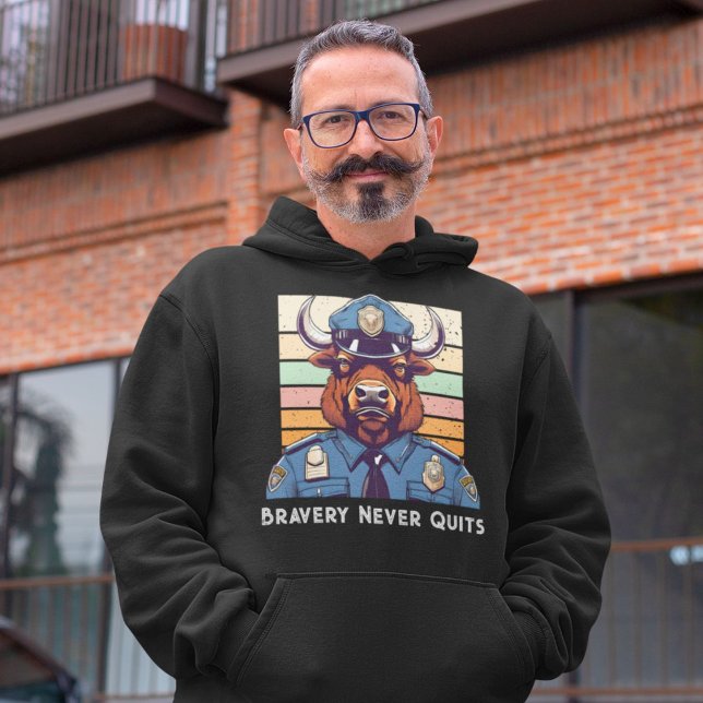 Anpassningsbar Bison Gifts for Police Officers Pap Hoodie (Custom Bison Gifts for Police Officers Dad Grandpa)