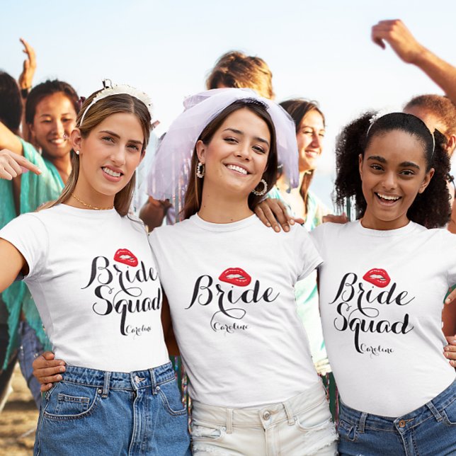 Anpassningsbar Biting Läppar Bride Bachelorette Pa T Shirt (Skapare uppladdad)