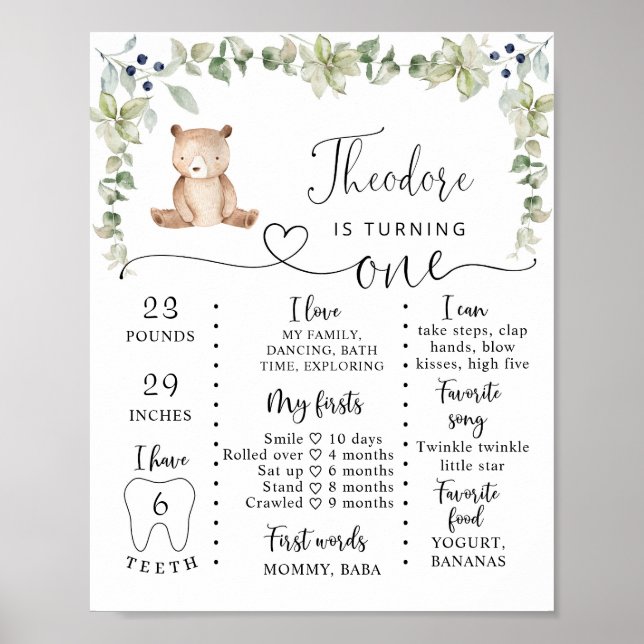 Anpassningsbar björn Milestone poster (Framsidan)