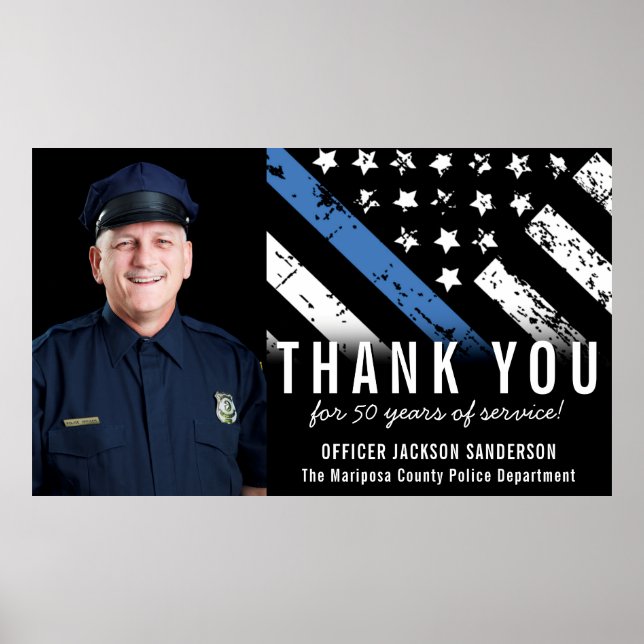Anpassningsbar blå linje polisens pensionsfoto poster (Framsidan)