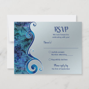 Anpassningsbar blå och silver RSVP-kort OSA Kort