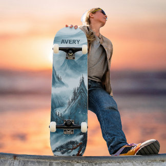 Anpassningsbar Blå rullgardiner liggande natur Mini Skateboard Bräda 18,5 Cm