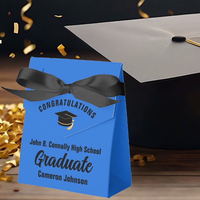 Anpassningsbar blå svart examensfest presentaskar (Skapare uppladdad)