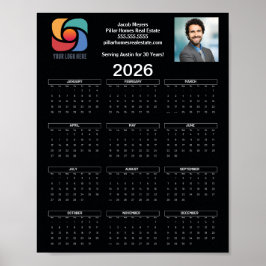 Anpassningsbar Black 2026 Company Calendar Busines Poster