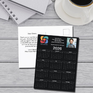 Anpassningsbar Black 2026 Company Calendar Busines Vykort