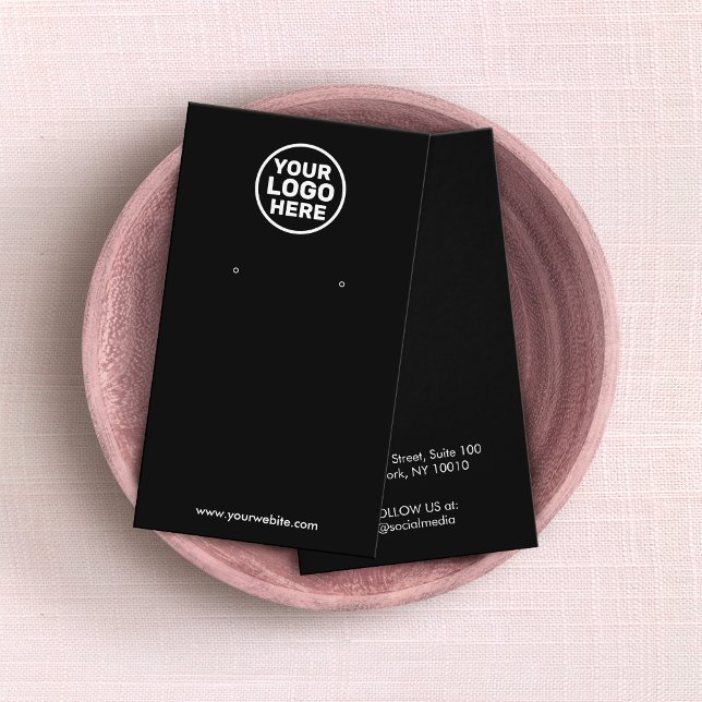 Anpassningsbar Black Add your Logotyp Earring Visn Visitkort (Skapare uppladdad)