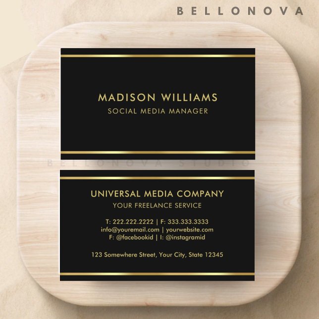 Anpassningsbar Black and Guld Premium Professionel Visitkort (Custom Black and Gold Premium Professional Business Card)