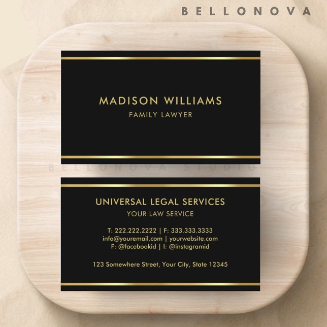 Anpassningsbar Black and Guld Premium Professionel Visitkort (Custom Black and Gold Premium Professional Business Card)
