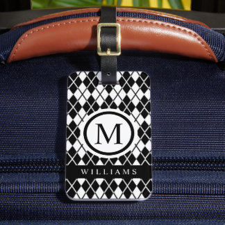 Anpassningsbar Black and White Argyle Mönster Bagagebricka