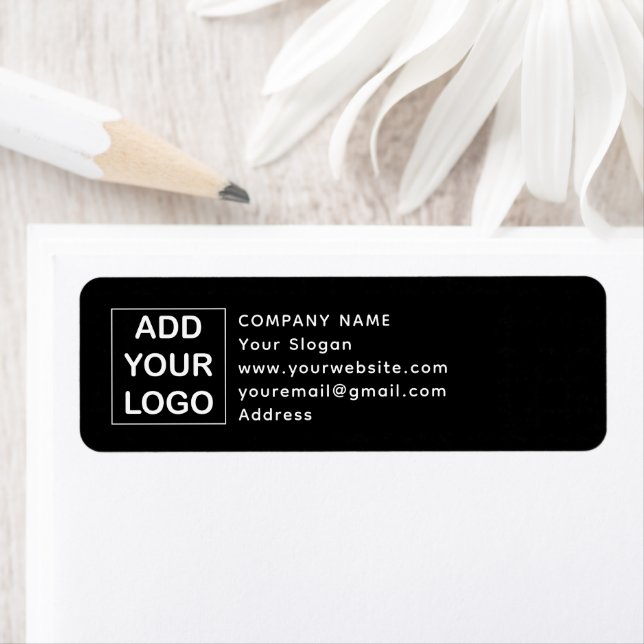 Anpassningsbar Black and White Business Company Lo Returadress Etikett (Insitu)