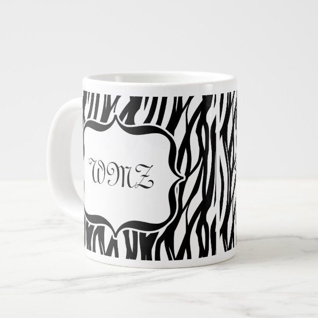 Anpassningsbar Black and White Funky Zebra ränder Jumbo Mugg (Framsida vänster)