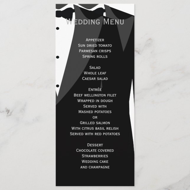 Anpassningsbar Black and White Gay Bröllop Menu Meny (Framsida)