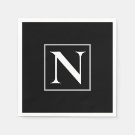 Anpassningsbar Black and White Monogram Business P Pappersservett