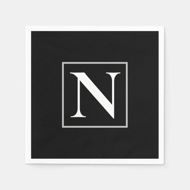 Anpassningsbar Black and White Monogram Business P Pappersservett (Framsidan)