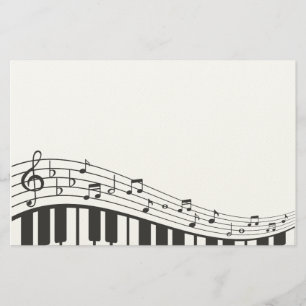 Anpassningsbar Black and White Piano Tangentbord. Brevpapper