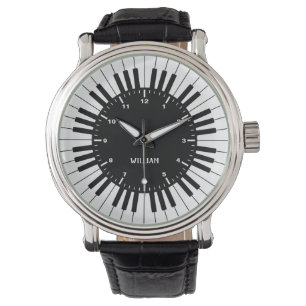 Anpassningsbar Black and White Piano Tangentbord D Armbandsur