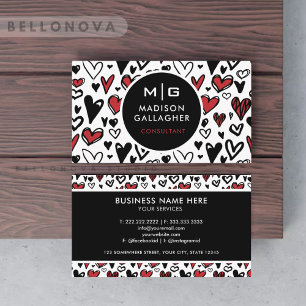 Anpassningsbar Black and White Red Kärlek Heart Pr Visitkort