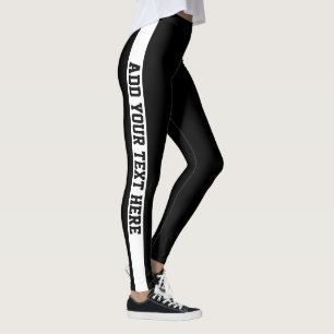 Anpassningsbar Black and White Stripe Personlig Na Leggings