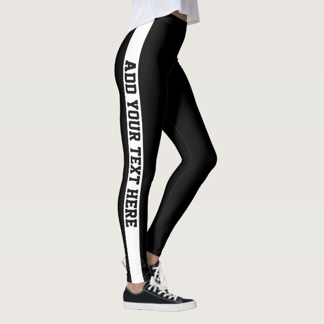 Anpassningsbar Black and White Stripe Personlig Na Leggings (Höger)