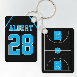 Anpassningsbar Black & Blue Basketball Court och J Nyckelring
