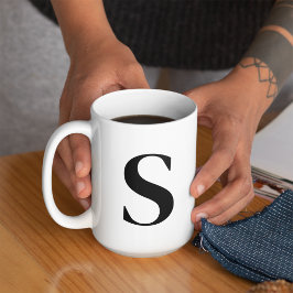 Anpassningsbar Black Brev Personlig Monogram Initi Kaffemugg
