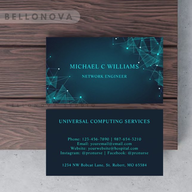 Anpassningsbar Black Bright Grönt Turcos Blue Circ Visitkort (Custom Black Bright Green Turquoise Blue Circuit Business Card)