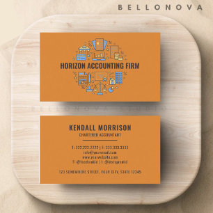 Anpassningsbar Black Bright Orange Accounting Prof Visitkort