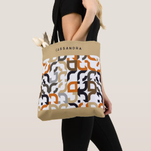 Anpassningsbar Black Brown Beige Orange Retro Art Tygkasse