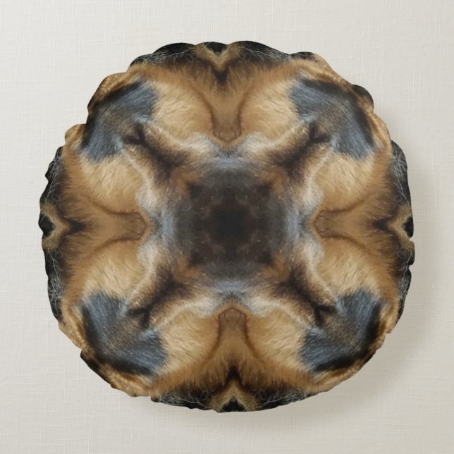 Anpassningsbar Black Brown Designad Round Pillow Rund Kudde (Framsidan)