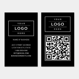 Anpassningsbar Black Business Logotyp och QR-kod f Visitkort