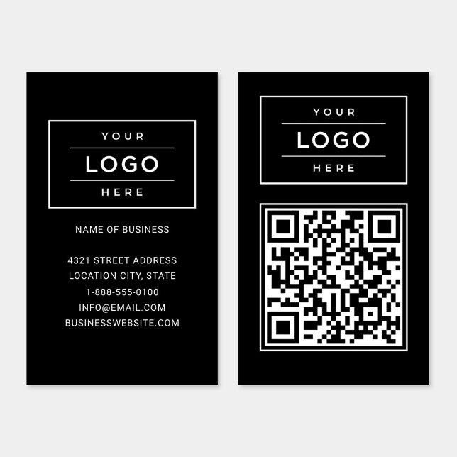 Anpassningsbar Black Business Logotyp och QR-kod f Visitkort (Skapare uppladdad)