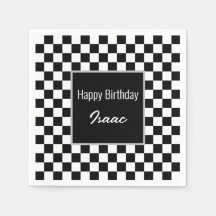 Anpassningsbar Black Checkated Papper Tallrikar