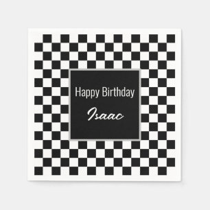 Anpassningsbar Black Checkated Papper Tallrikar Pappersservett