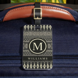 Anpassningsbar Black Cream White Grått Aztec Mönst Bagagebricka