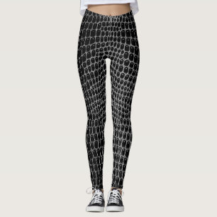 Anpassningsbar Black Faux Crokodile Skin Leggings