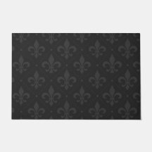 Anpassningsbar Black Fleur de Lis Outdoor Doormat