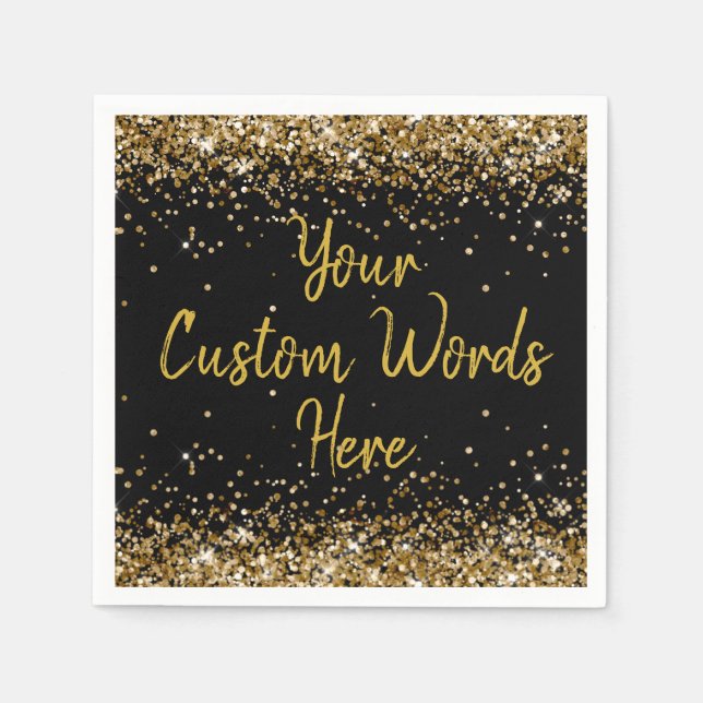 Anpassningsbar Black Födelsedagsfest Årsdag Studen Pappersservett (Framsidan)